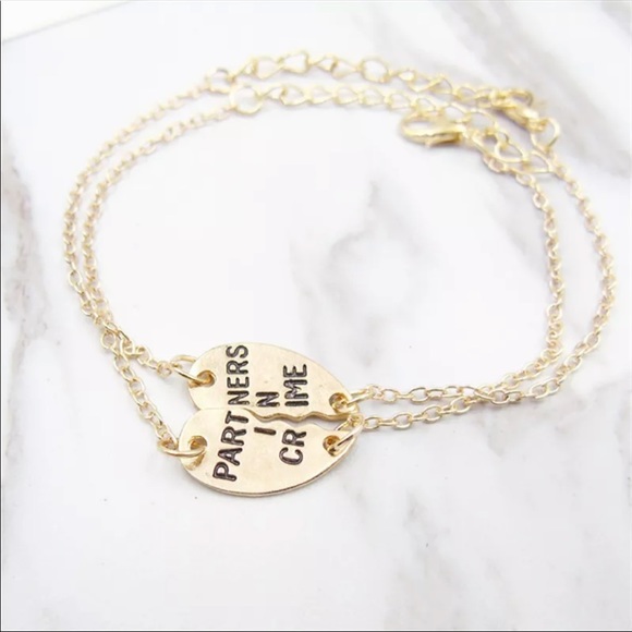 3/$30 NEW! Partners in Crime Best Friend Bracelet Heart - Picture 5 of 5